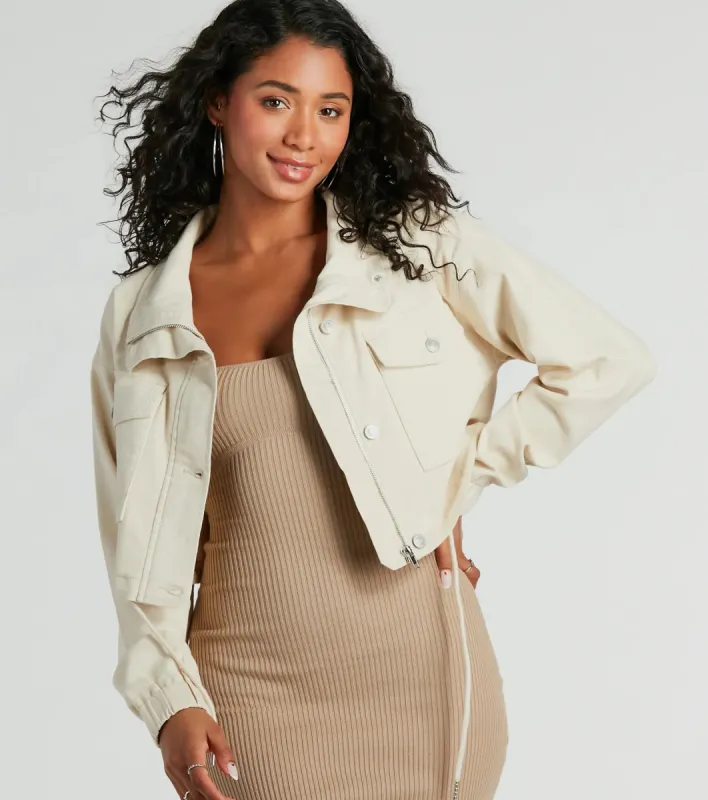Cool Effect Utility Woven Crop Jacket sold by Windsor