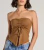 Hit The City Strapless Slit Crop Top sold by Windsor