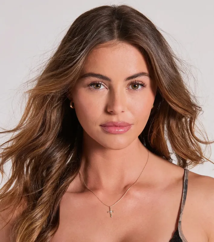 Sleek Peek Cross Charm Dainty Necklace sold by Windsor
