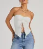 Hit The City Strapless Slit Crop Top sold by Windsor