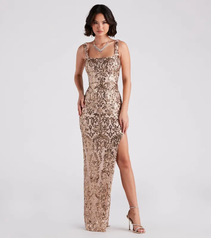 Jolena Formal Sequin Side Slit Dress sold by Windsor