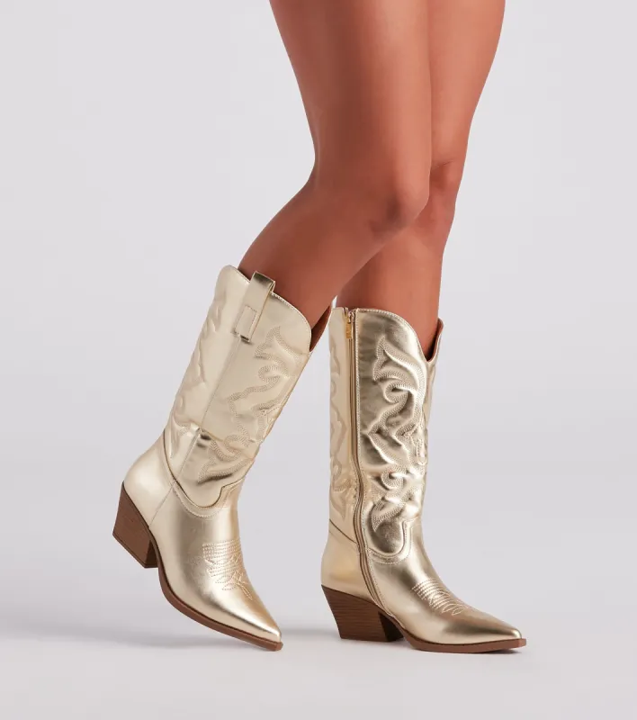 Western Shine Metallic Cowboy Boots sold by Windsor