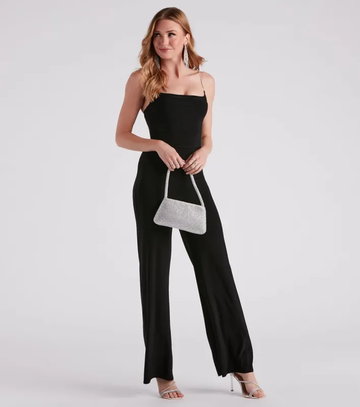 Touch Of Fab Rhinestone Strap Jumpsuit sold by Windsor