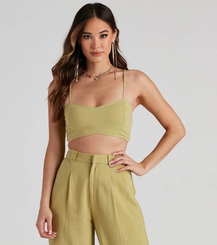 On The Move Linen Crop Top sold by Windsor