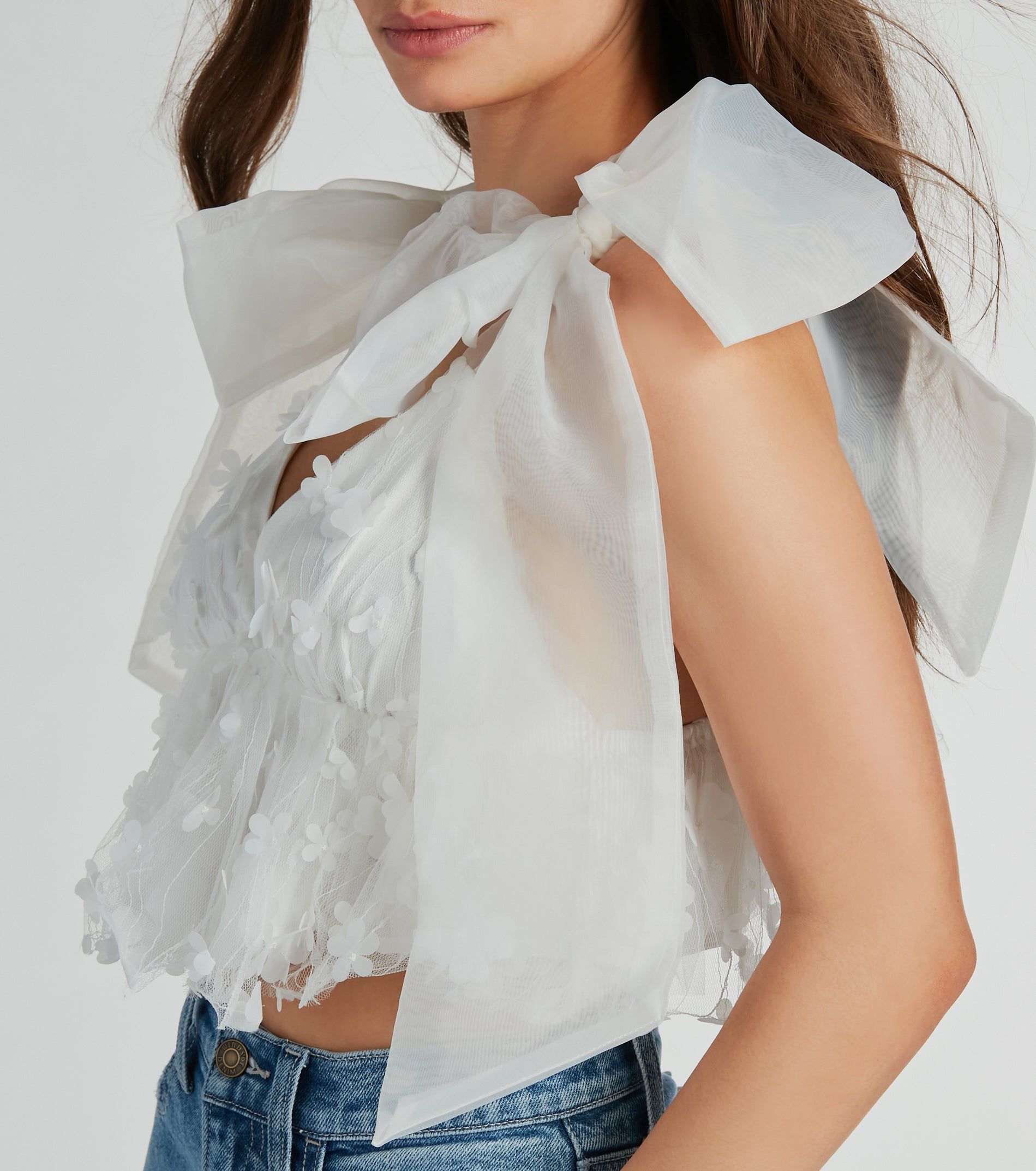 Beauty Blossoms Floral Bow Strap Babydoll Top sold by Windsor product image thumbnail 4