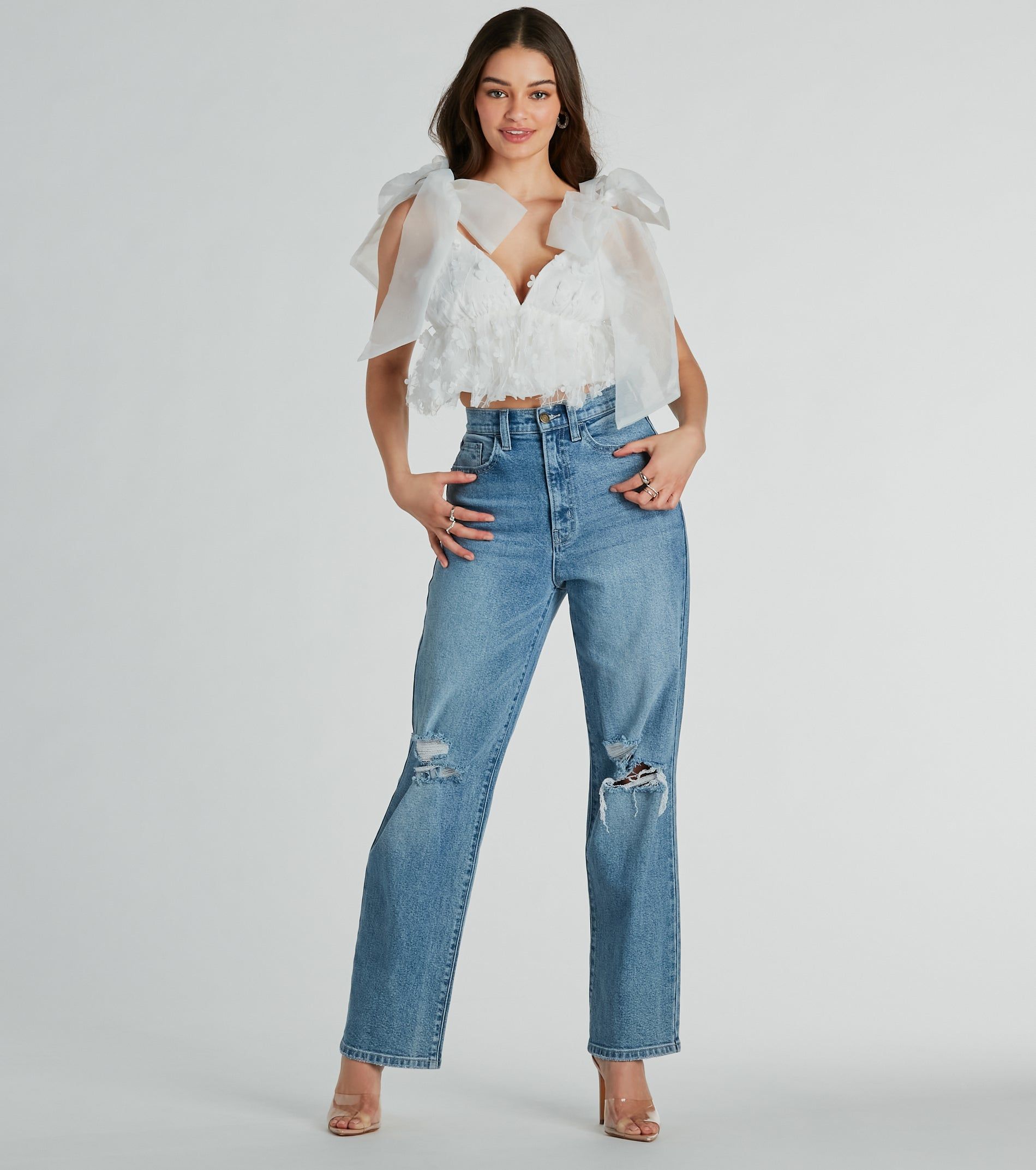 Beauty Blossoms Floral Bow Strap Babydoll Top sold by Windsor product image thumbnail 3