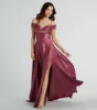 Alira Cold Shoulder A-Line Satin Formal Dress sold by Windsor