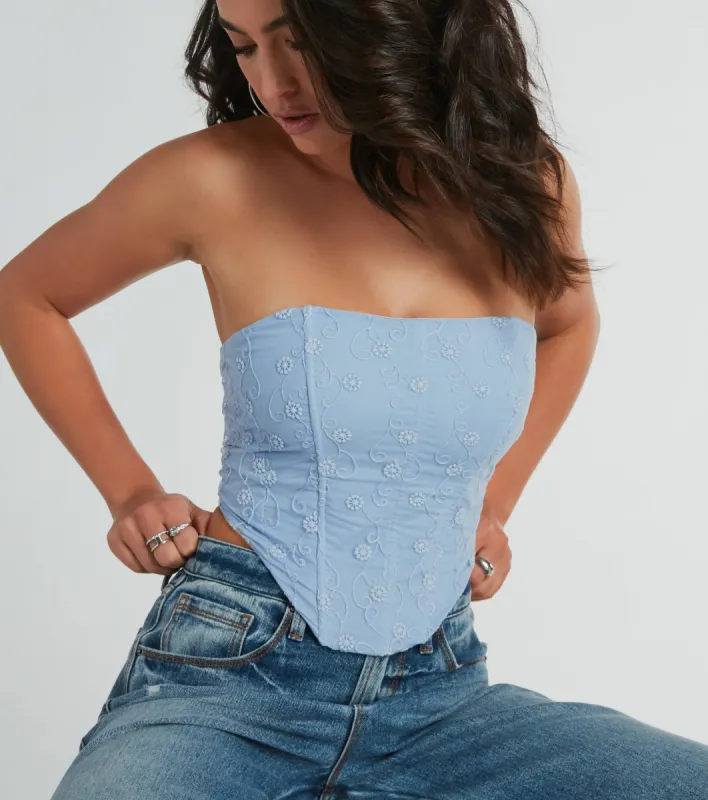 Dainty And Divine Floral Embroidered Corset Top sold by Windsor