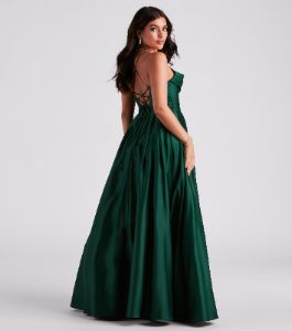 Kayla Satin Cowl A-Line Ball Gown sold by Windsor