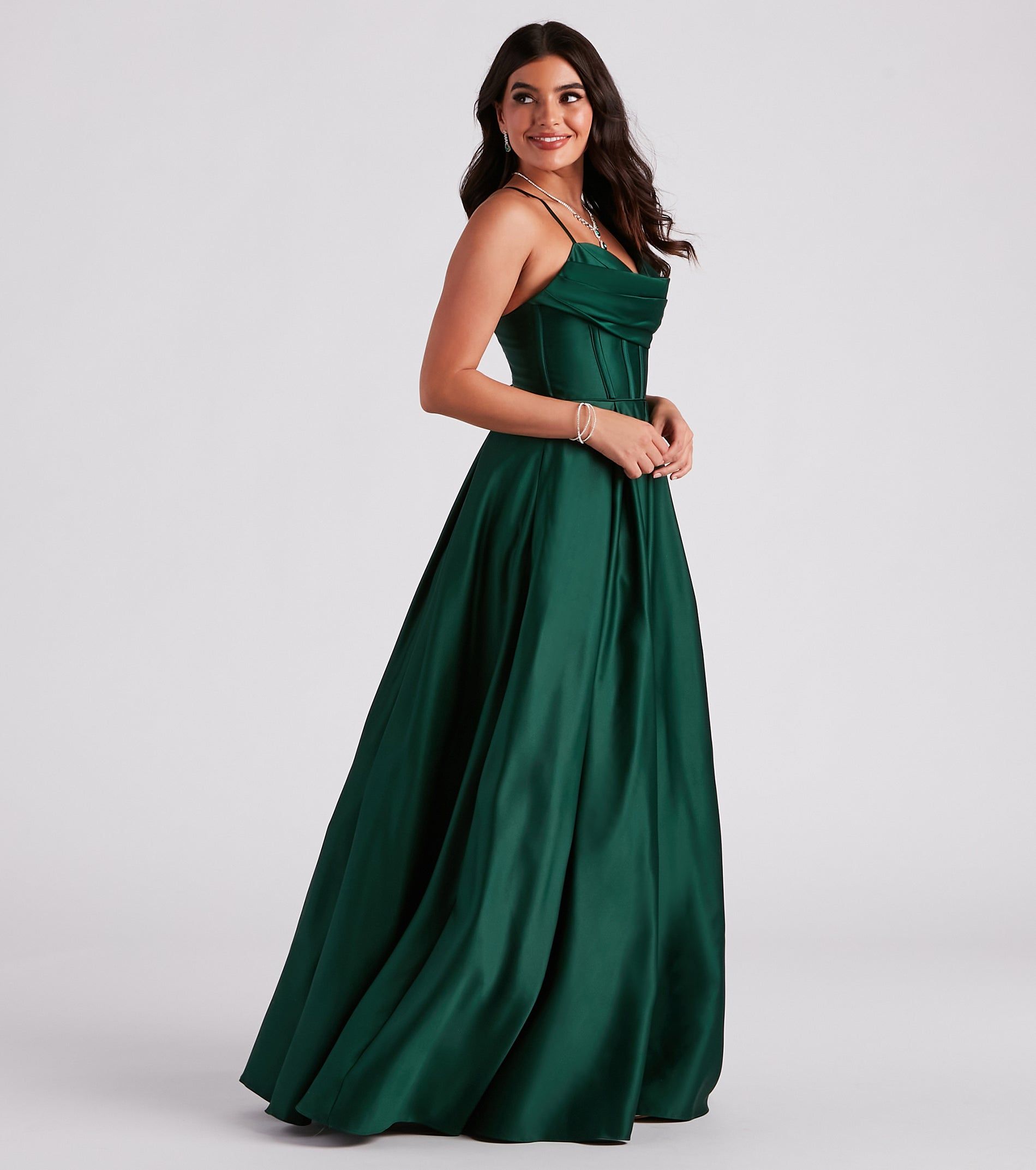 Kayla Satin Cowl A-Line Ball Gown sold by Windsor product image thumbnail 3