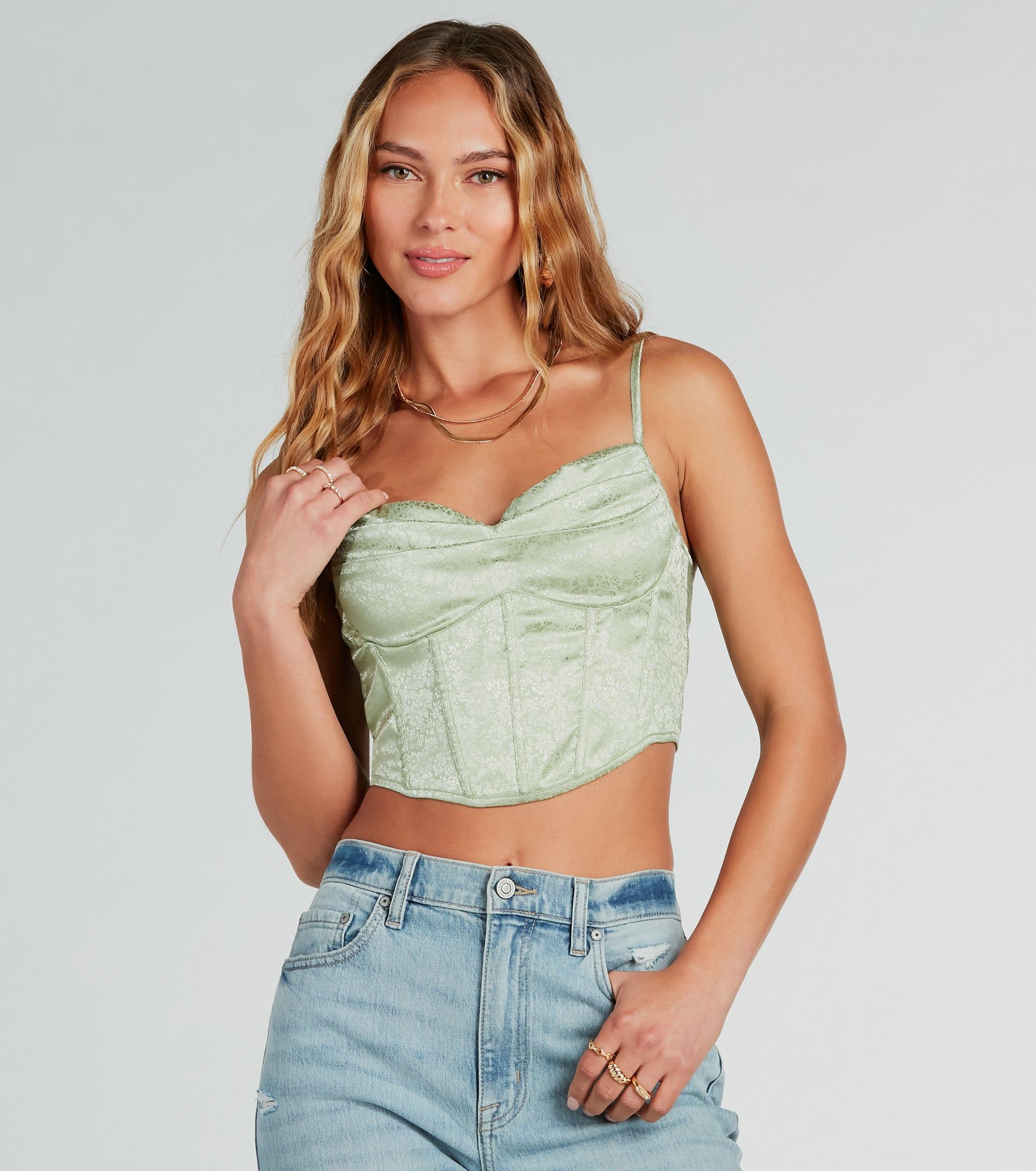 Easily Darling Satin Floral Jaquard Bustier sold by Windsor product image thumbnail 5