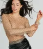 Luxe Attitude Faux Pearl Fishnet Crop Top sold by Windsor