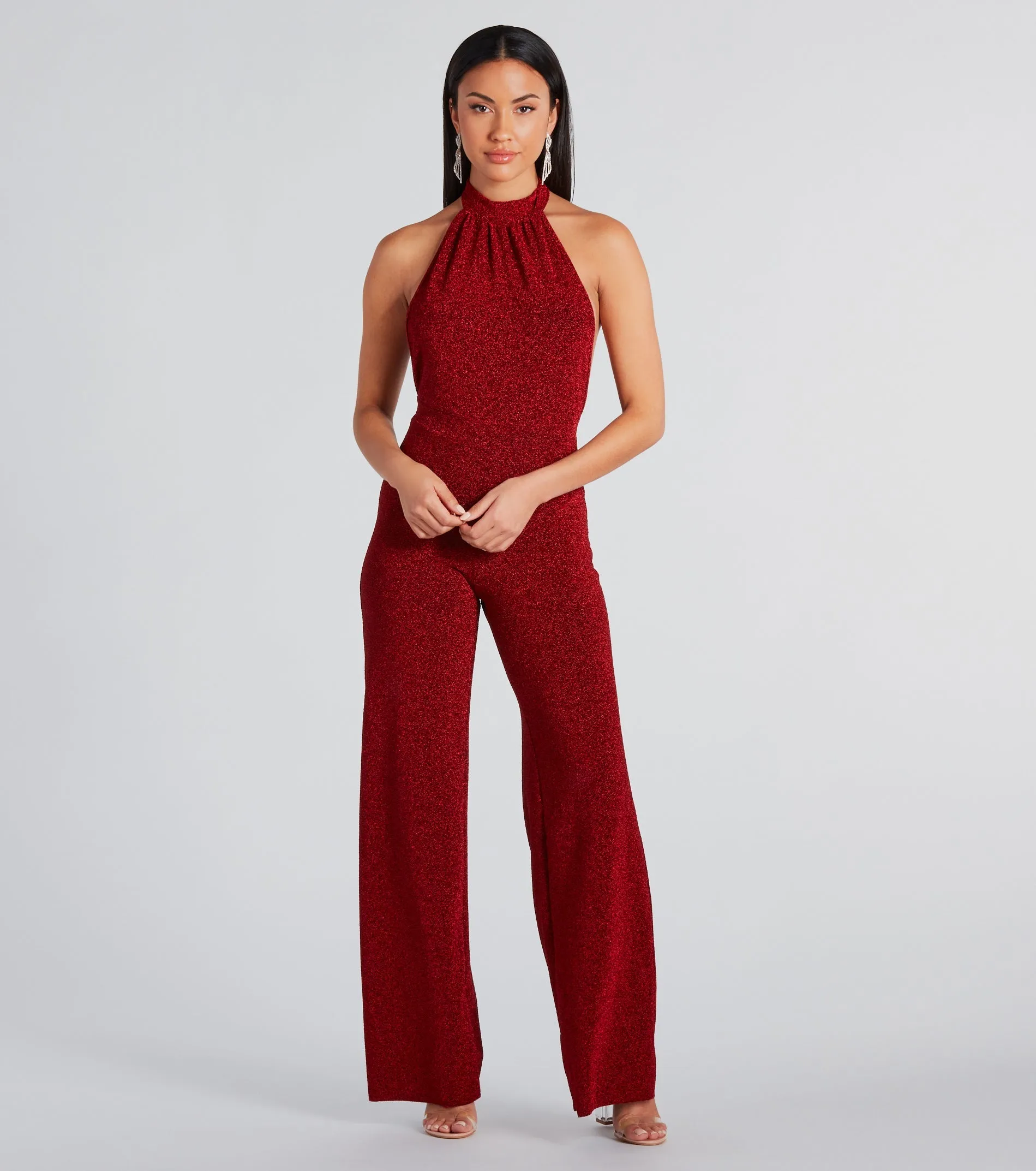 CLEARANCE - Spark Of Glamour Halter Backless Jumpsuit sold by Windsor