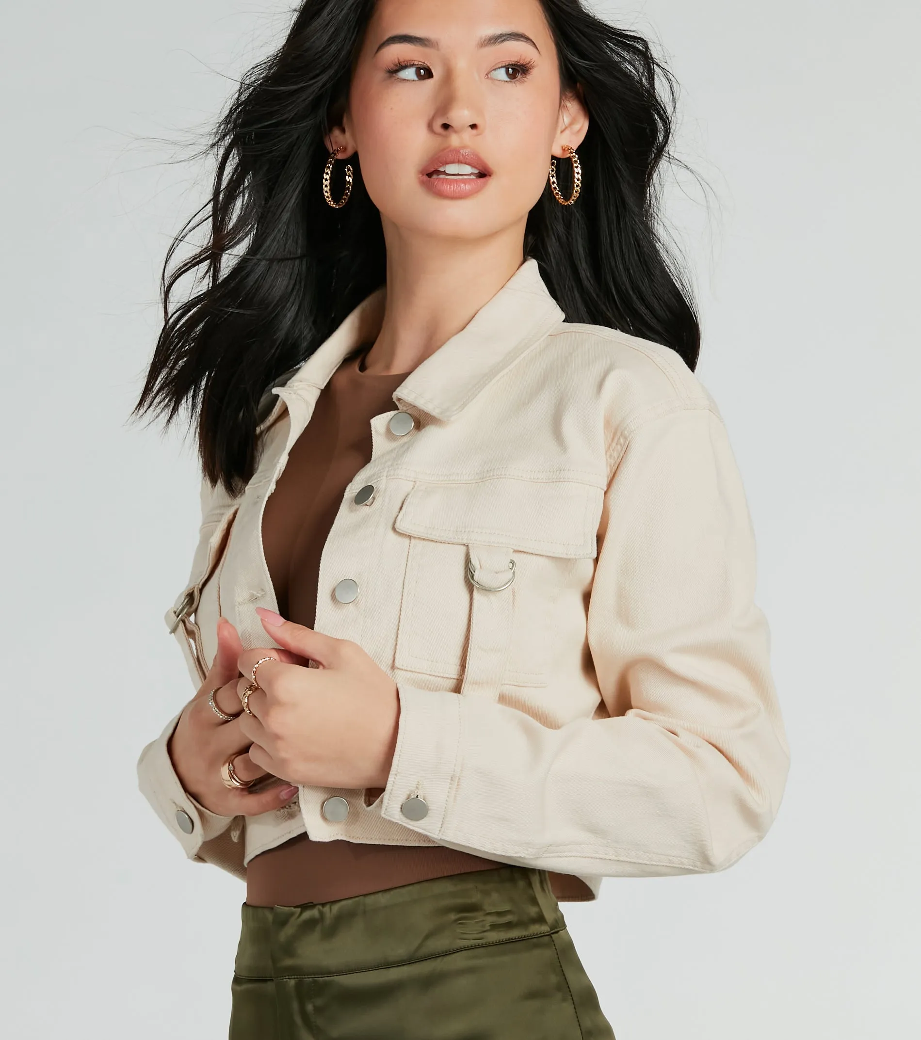Trendy Nature Cargo Woven Crop Jacket sold by Windsor product image thumbnail 4