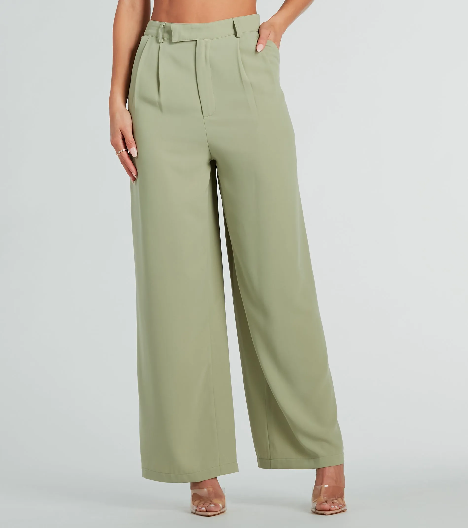Like Clockwork High-Rise Wide-Leg Trouser Pants sold by Windsor