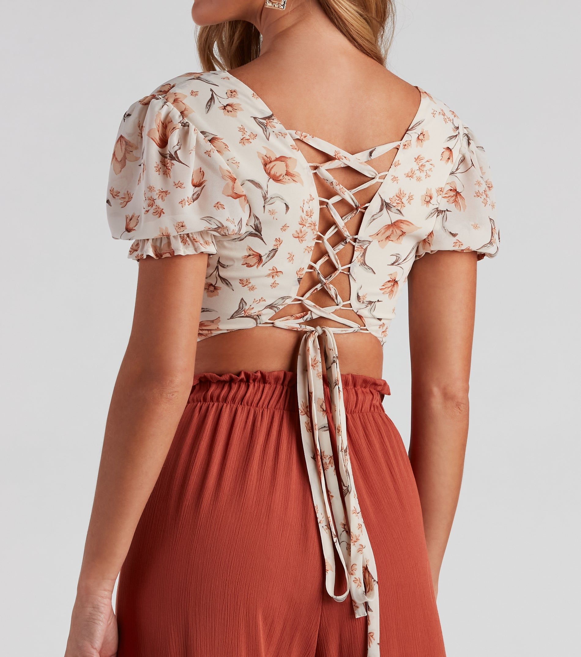 Effortless Floral Chiffon Crop Top sold by Windsor product image thumbnail 4