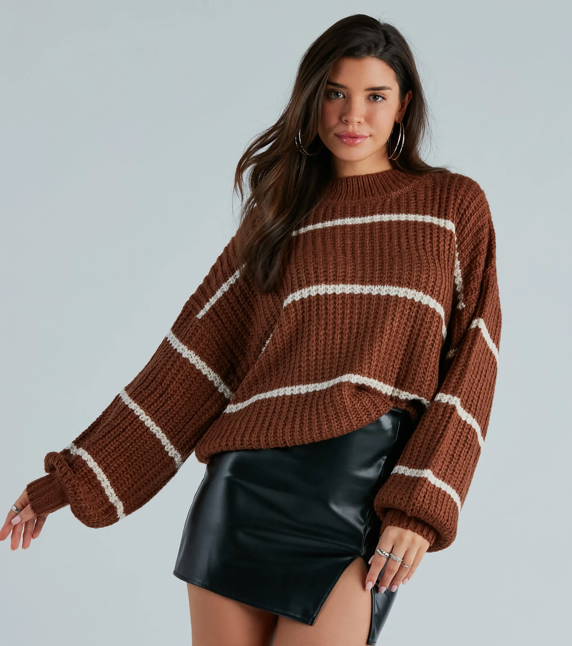 Confident Cutie Striped Oversized Sweater sold by Windsor product image thumbnail 5