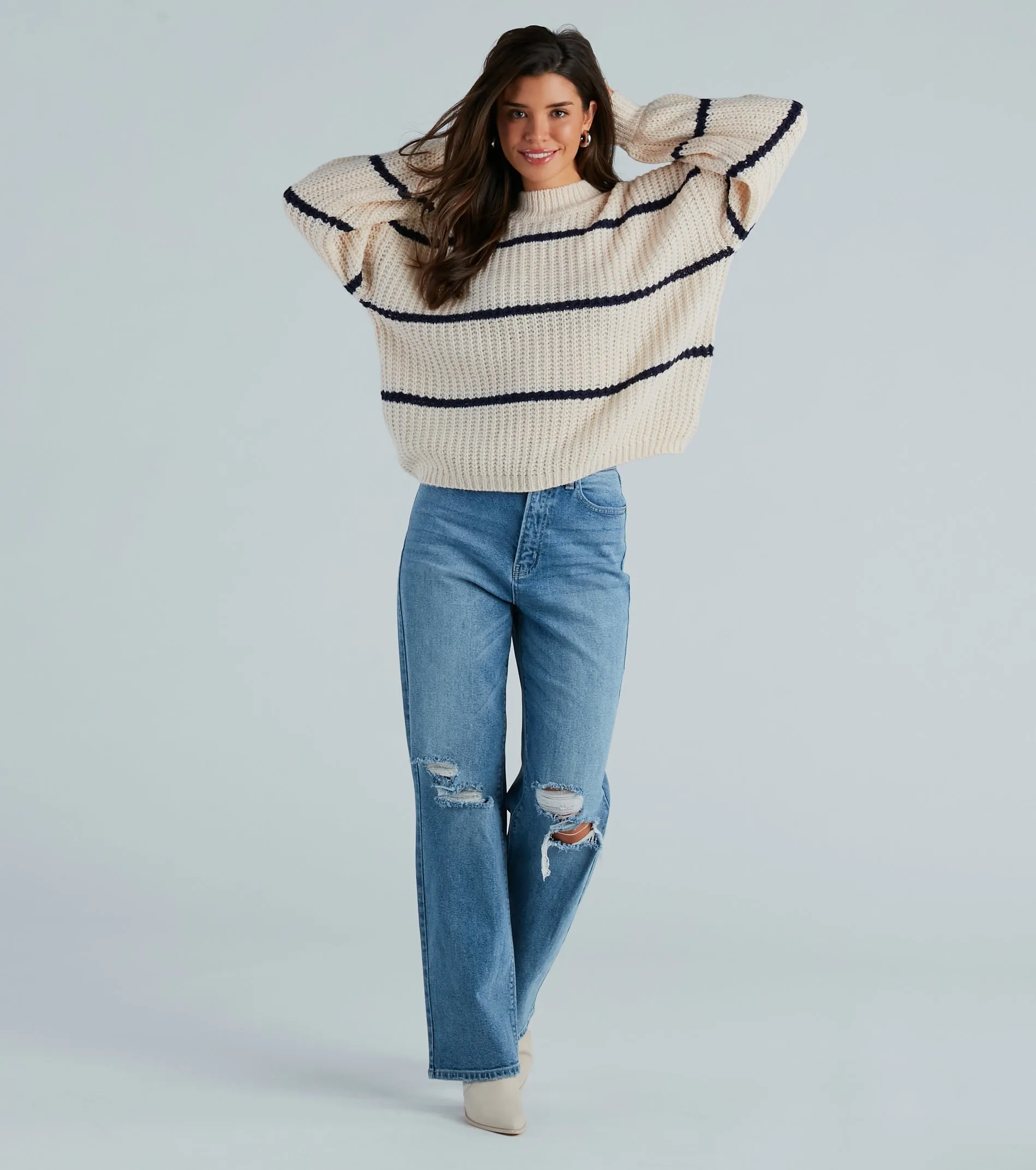 Confident Cutie Striped Oversized Sweater sold by Windsor product image thumbnail 3
