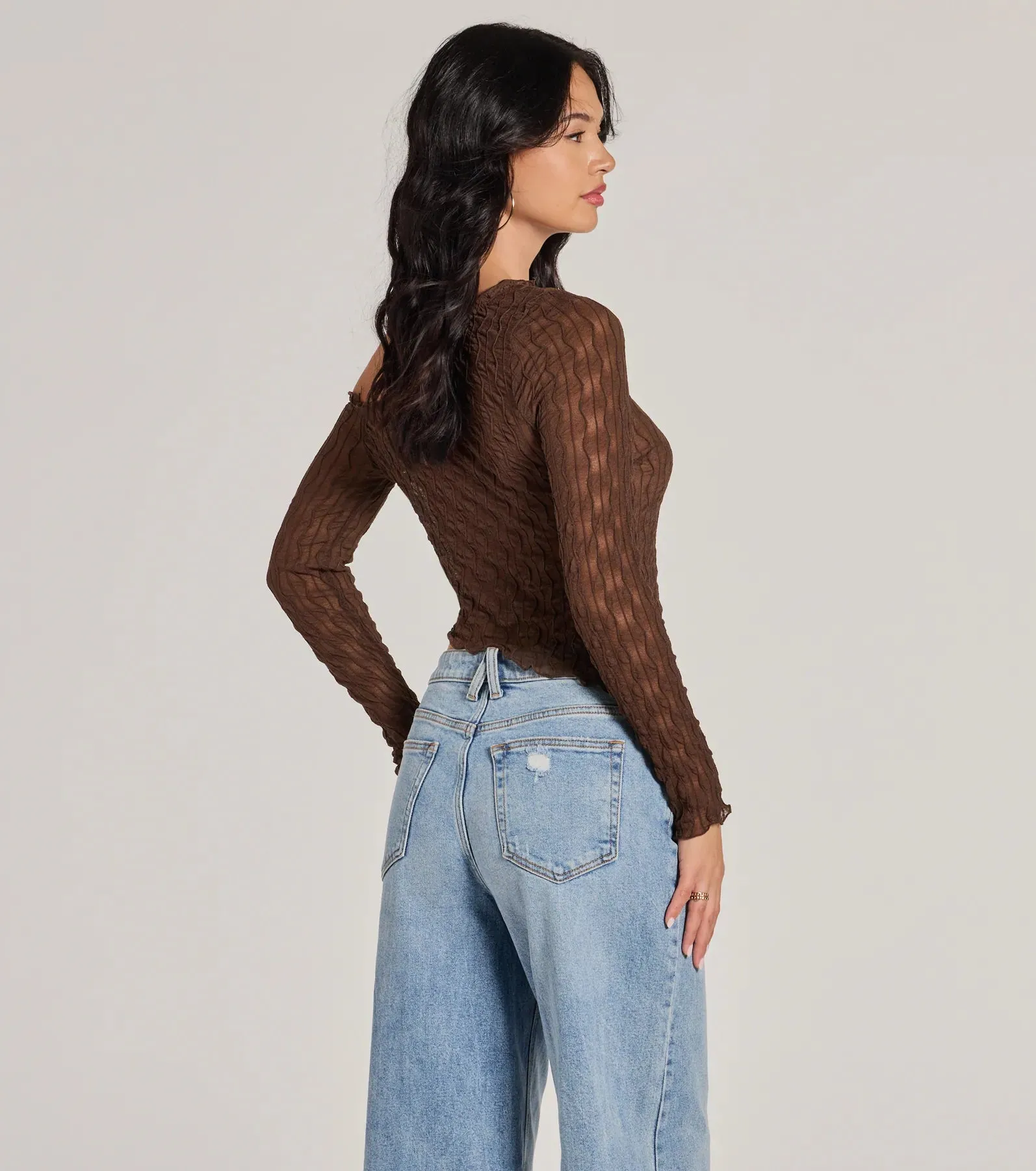 Trend Allure Long Sleeve Asymmetrical Crop Top sold by Windsor product image thumbnail 2