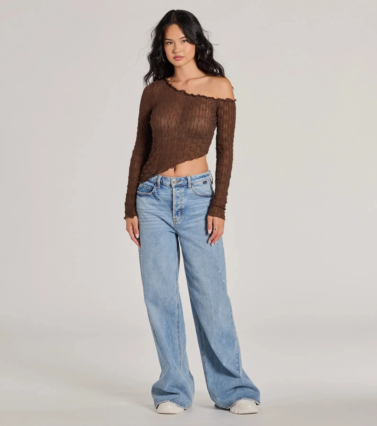 Trend Allure Long Sleeve Asymmetrical Crop Top sold by Windsor product image thumbnail 3