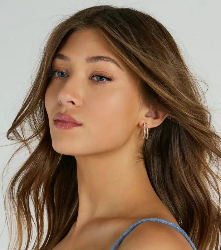 Chic Charisma Rhinestone Hoop Earrings sold by Windsor