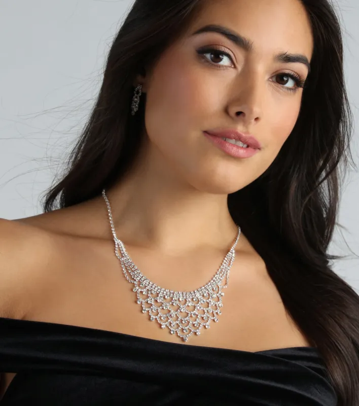 Feeling Flawless Rhinestone Necklace And Earrings Set sold by Windsor