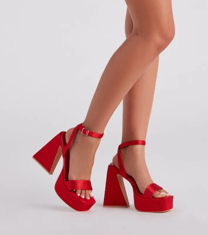 CLEARANCE - Glam Icon Rhinestone Platform Heels sold by Windsor