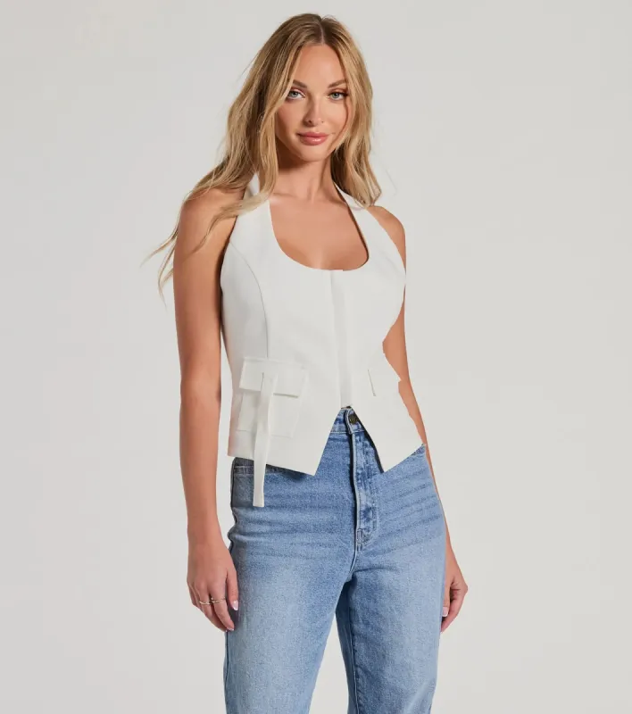 Elevated Impression Cargo Pocket Woven Vest sold by Windsor