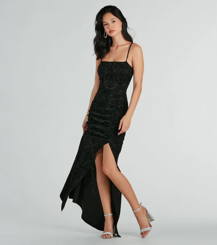 Eve Formal Velvet Scroll Mermaid Long Dress sold by Windsor
