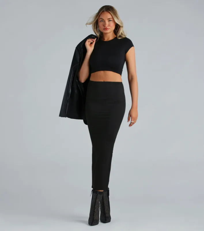 Streamlined Silhouette Smooth Knit Maxi Skirt sold by Windsor