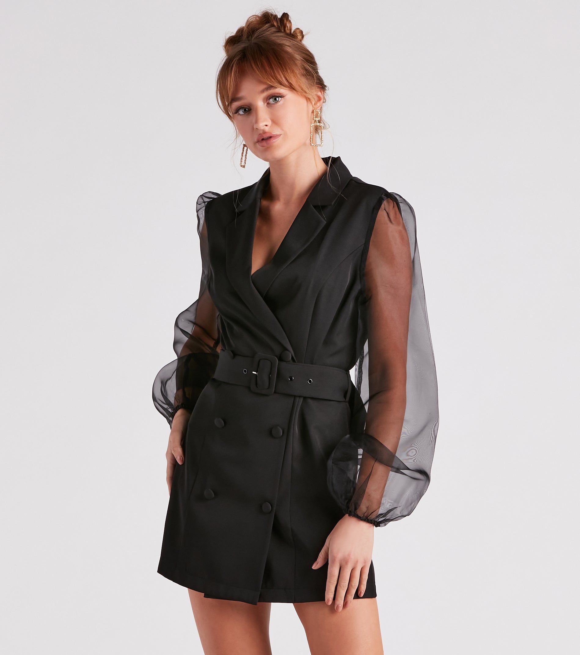 Chic And Fab Sheer Sleeve Blazer Dress sold by Windsor