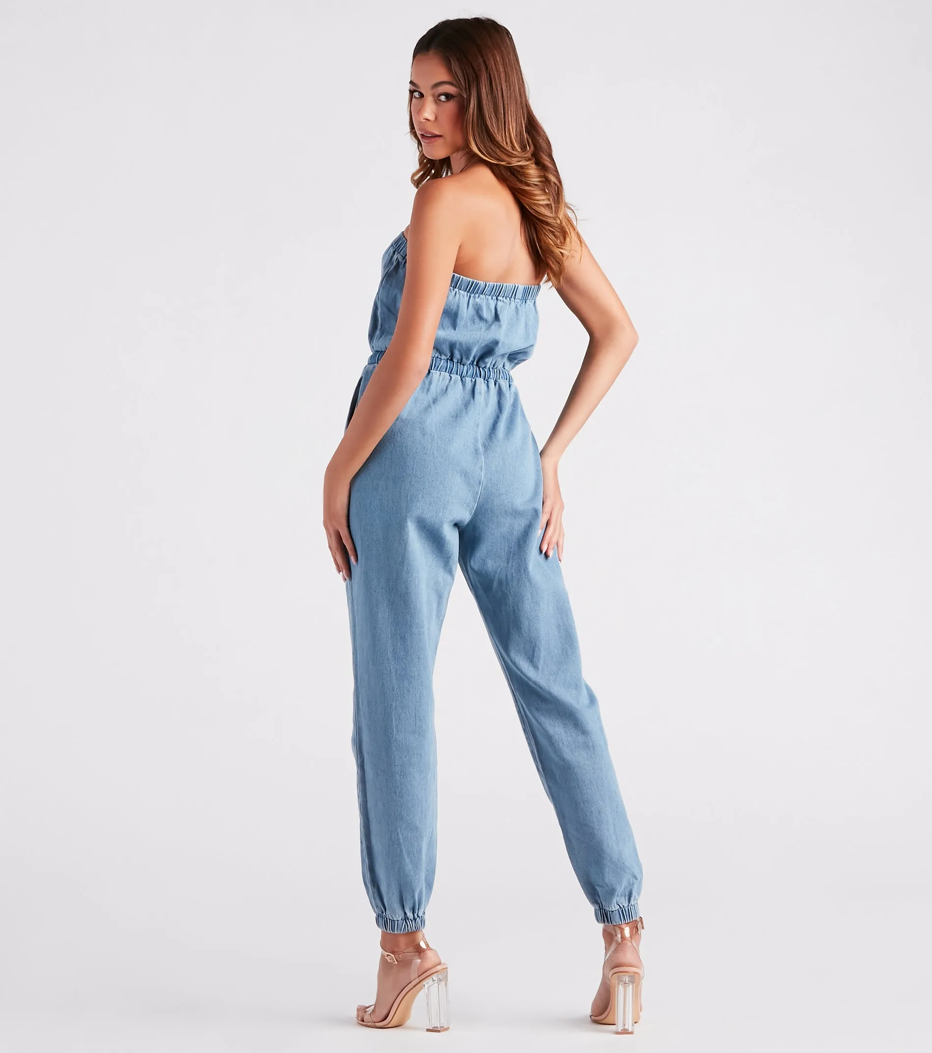 Fit Check Strapless Denim Jogger Jumpsuit sold by Windsor product image thumbnail 2