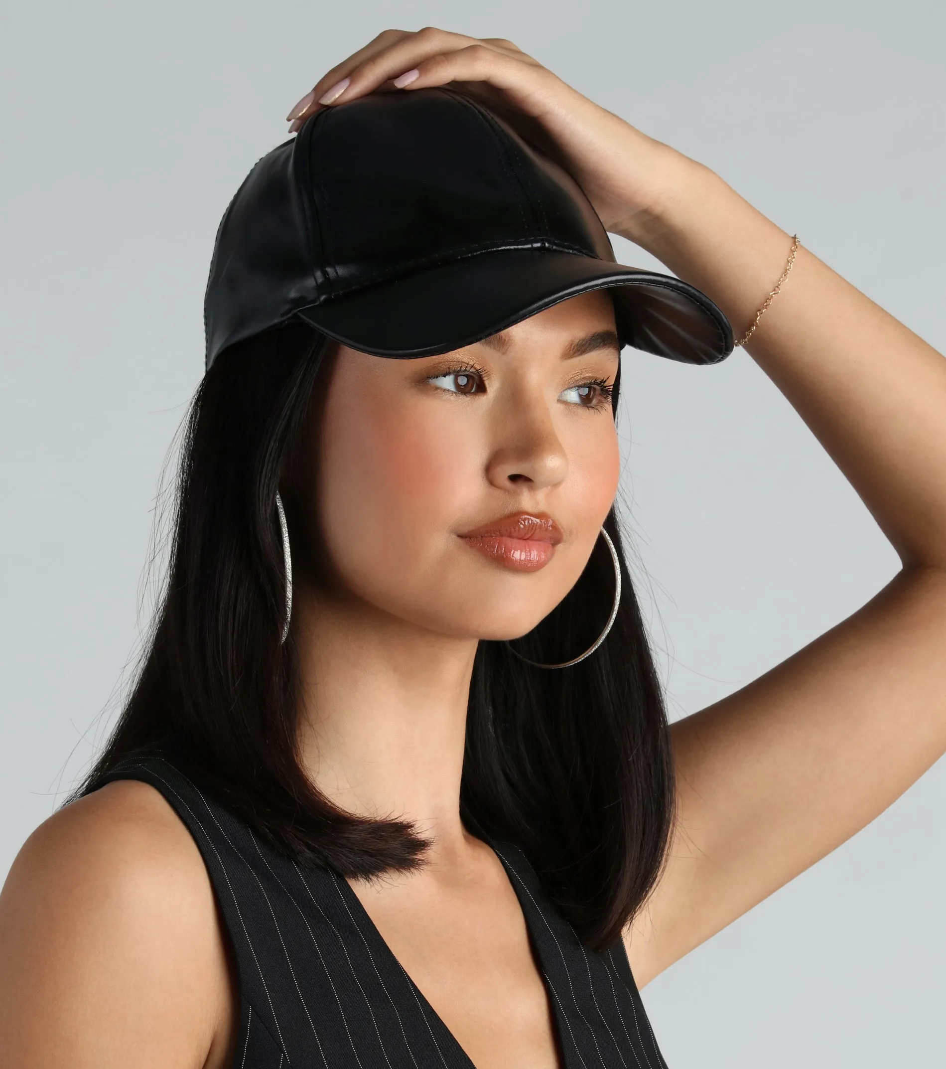 Spotted Downtown Faux Leather Baseball Cap sold by Windsor