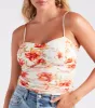 Much Adoration Floral Mesh Crop Top sold by Windsor