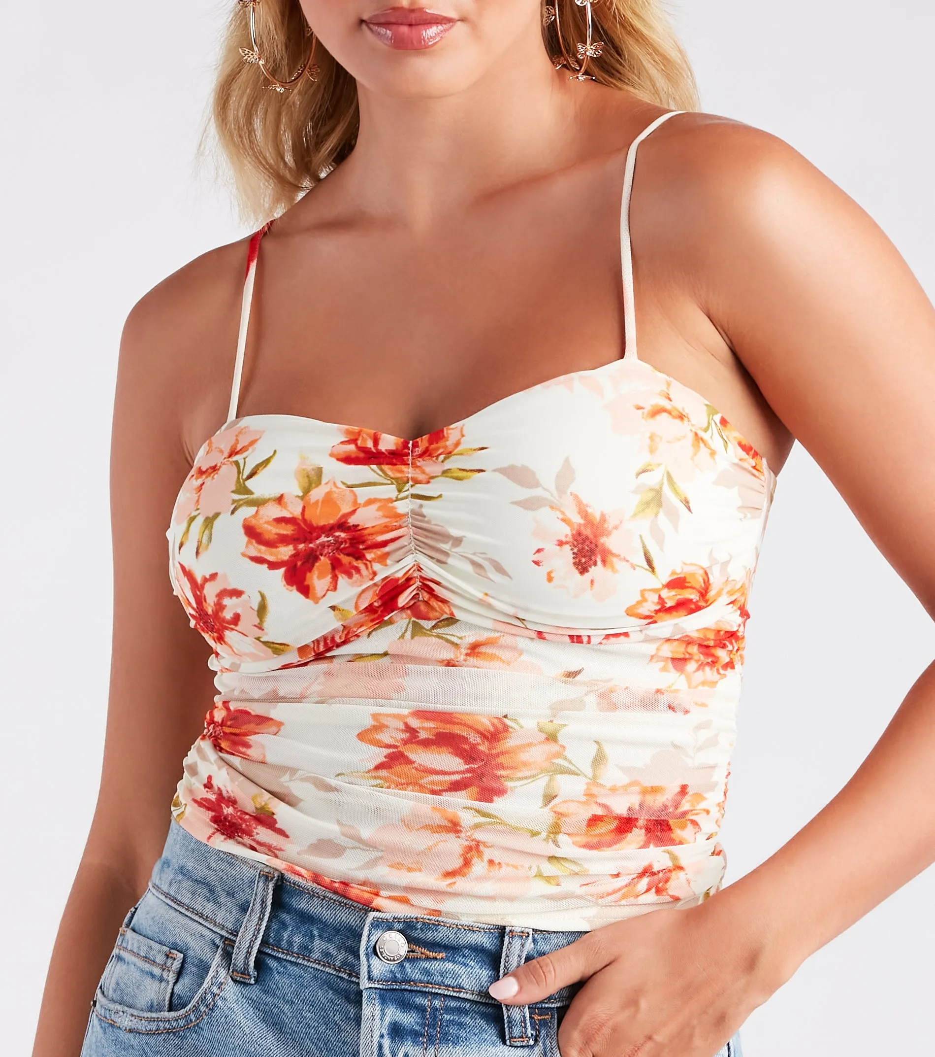 Much Adoration Floral Mesh Crop Top sold by Windsor product image thumbnail 4
