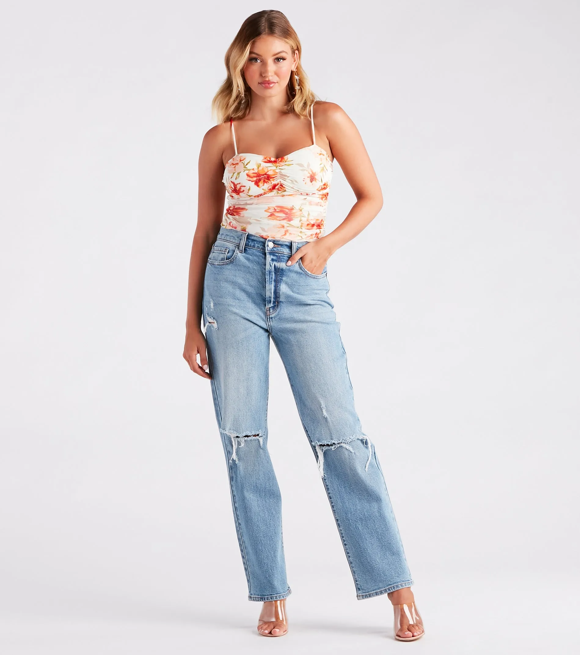 Much Adoration Floral Mesh Crop Top sold by Windsor product image thumbnail 3