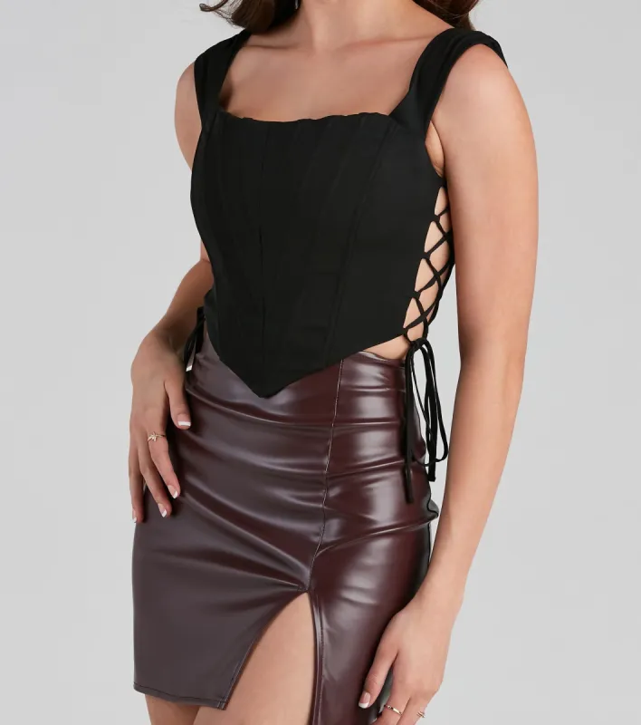 Lace Me Up Draped Bustier Top sold by Windsor