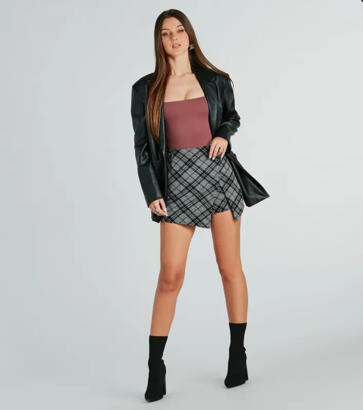 Preppy Plaid Babe High Rise Slit Skort sold by Windsor