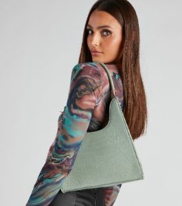 Chic Structured Croc-Embossed Shoulder Bag sold by Windsor