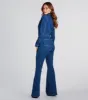 You've Got Flare Long Sleeve Denim Jumpsuit sold by Windsor