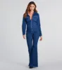 You've Got Flare Long Sleeve Denim Jumpsuit sold by Windsor