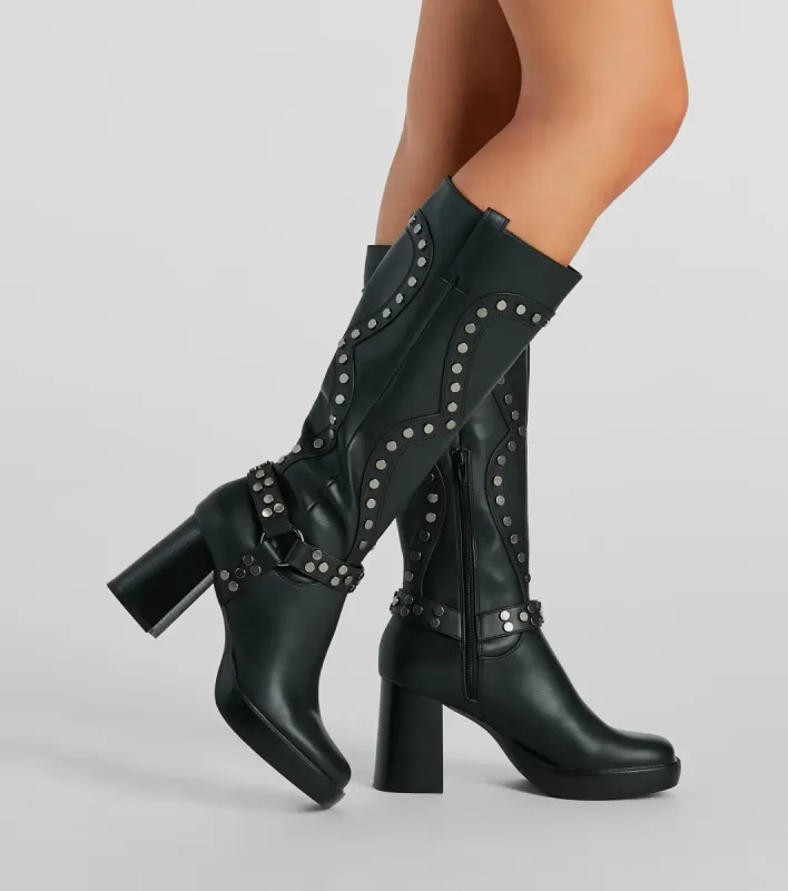 Edgy Attitude Faux Leather Under-The-Knee Boots sold by Windsor