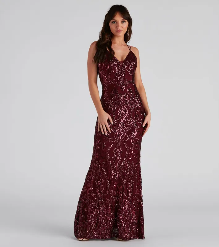 CLEARANCE - Amaya Sequin Mesh Formal Dress sold by Windsor