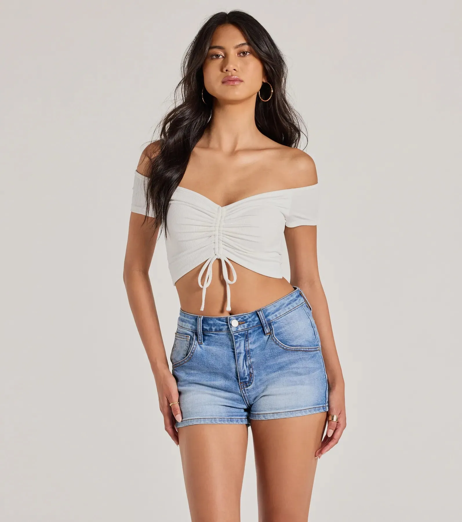 Sweet One Off-The-Shoulder Crop Top sold by Windsor