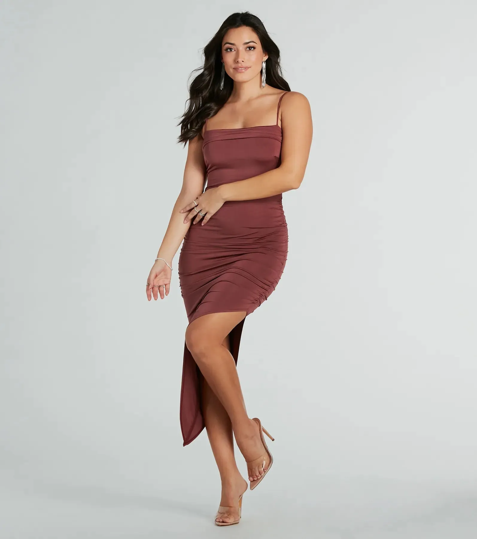 Evening Of Bliss Ruched Bodycon Midi Dress sold by Windsor product image thumbnail 3