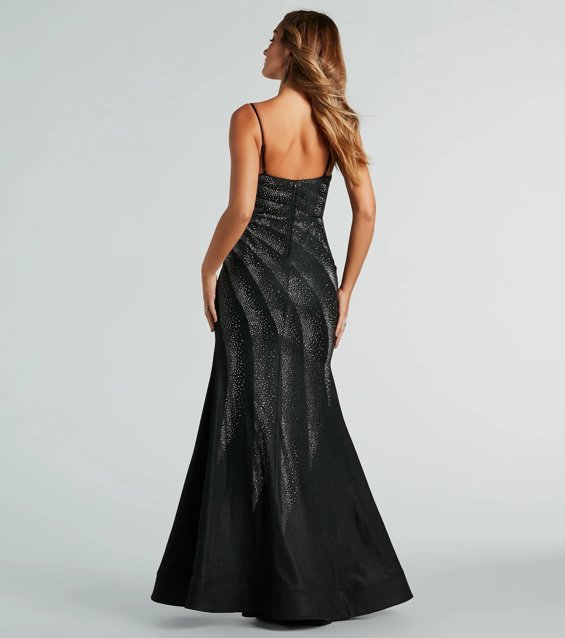 Tessa Formal Rhinestone Mermaid Slit Long Dress sold by Windsor product image thumbnail 2