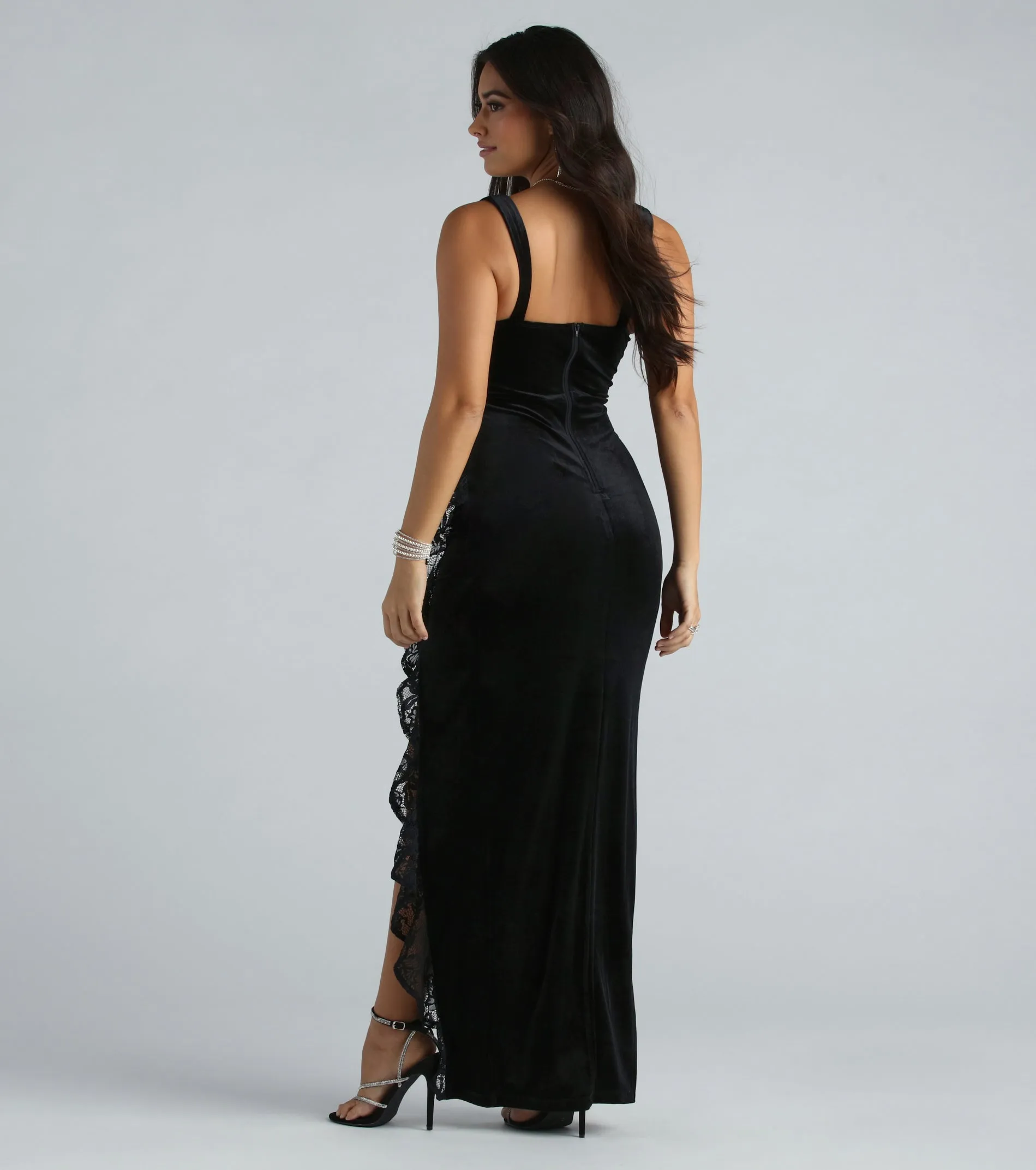 Cece Formal Velvet Lace Sweetheart Long Dress sold by Windsor product image thumbnail 2