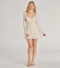 Romance Talks Long Sleeve A-Line Lace Mini Dress sold by Windsor