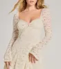 Romance Talks Long Sleeve A-Line Lace Mini Dress sold by Windsor