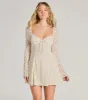 Romance Talks Long Sleeve A-Line Lace Mini Dress sold by Windsor